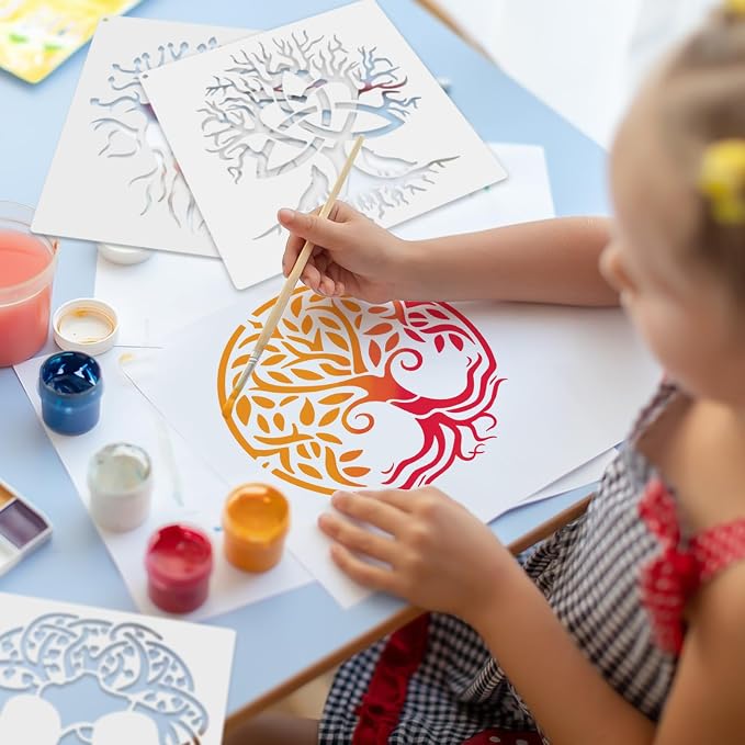 Yazhiji 15Pcs 6 x 6 Inch Tree of Life Stencil, Reusable Stencils - Image 7