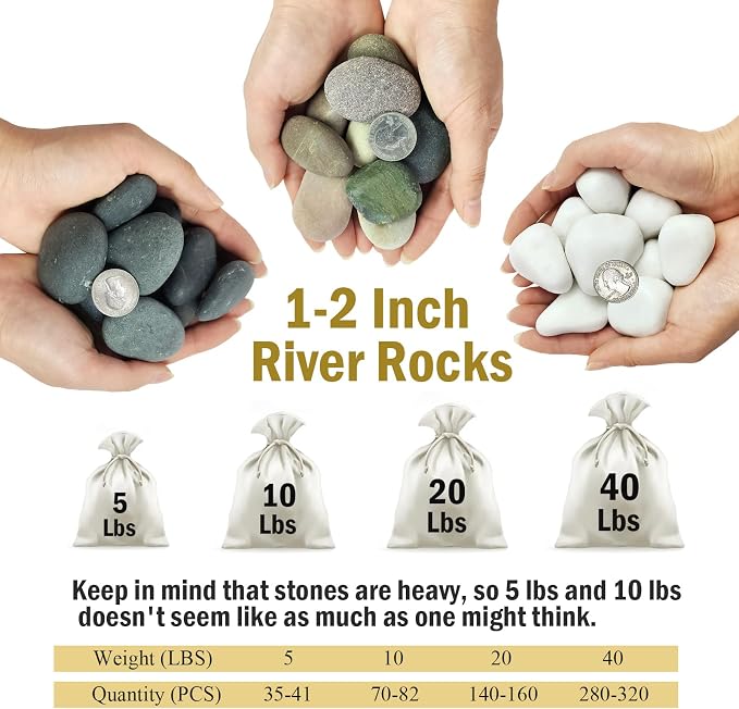 FANTIAN 40 lbs White Stones for Garden, 1-2 Inch Decorative Polished White - Image 2