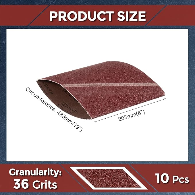 5 Pcs Sanding Belts 8 x 19 Inch 36 Grit Aluminum Oxide Abrasive Sandpaper for Belt Sander Metal Grinding Wood Working Weld Rust Removal
