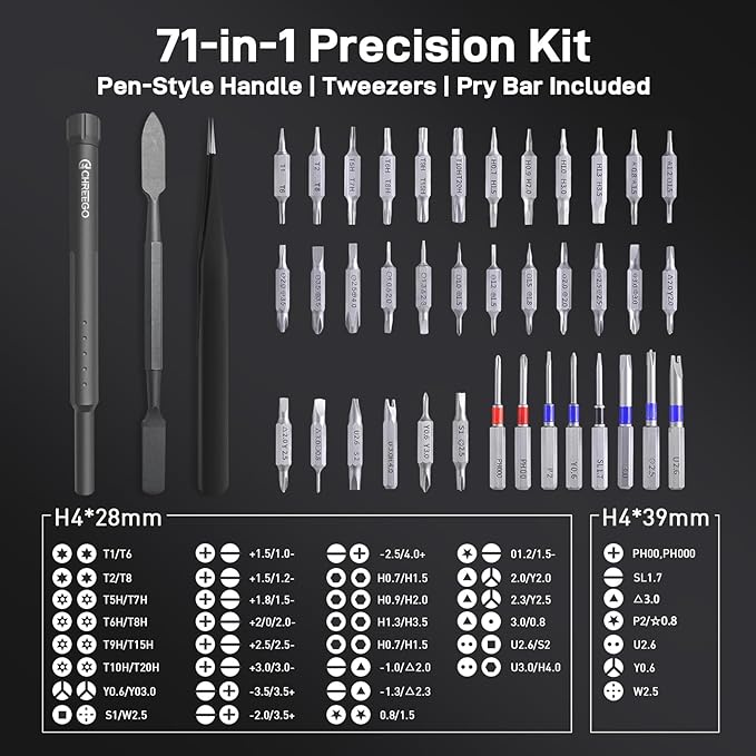 71-in-1 Small Screwdriver Set, Premium Mini Screwdriver Set with Dual-Head Bits, Multi-Bits Screwdriver with Magnetic Case, Ergonomic Repair Tool Kit for Phone, PC, Glasses, Camera, Toys