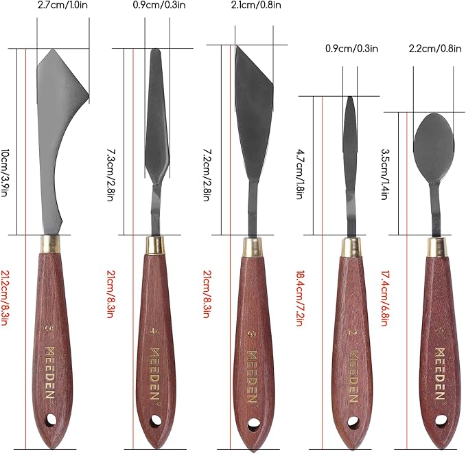 MEEDEN 5 Pieces Painting Knife Set Versatile Stainless Steel Spatula Palette - Image 2