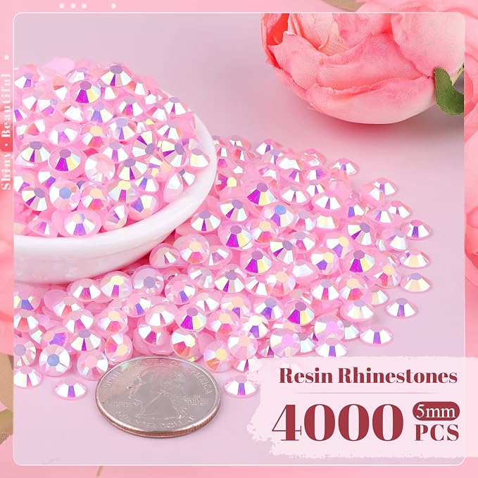 4000PCS 5mm Resin Jelly Rhinestones in Bulk, Bedazzling Flatback Crystals - Image 2