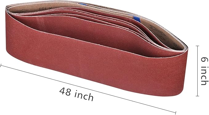 6 x 48 Sanding Belts, 120 Grit 6x48 Aluminum Oxide Sanding Belt, Belt Sander Paper for Wood & Paint Sanding, 6 Pack(6x48in, 120 Grit)