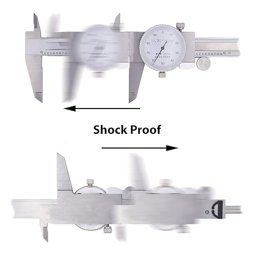 Clockwise Tools DDLR-0805 Pro Dial Caliper 0-8 Inch Double Shock Proof Stainless Steel Body SAE Measuring Tool