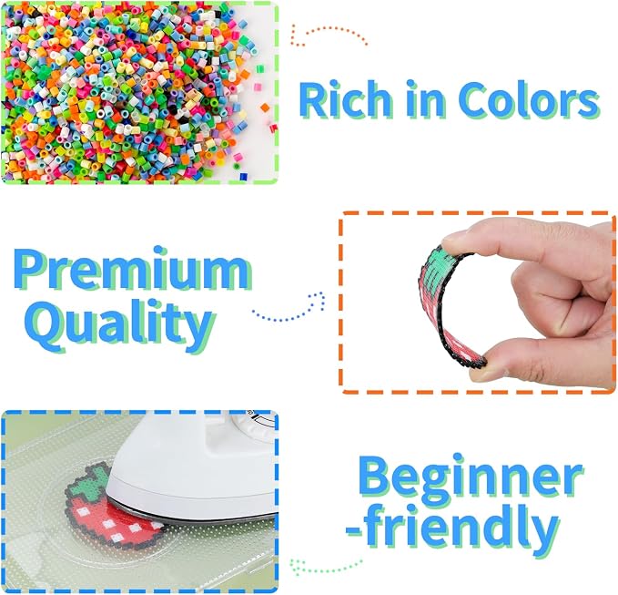 Quefe 11800pcs Fuse Beads Craft Kit, 36 Colors 5mm Beads, Melting Beads Set - Image 4