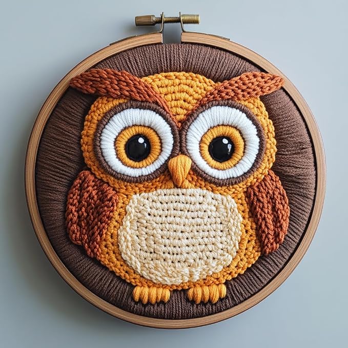 Punch Needle Kits for Beginners Cute Owl 20x20cm-1 | Easy for Beginners Adults by Unknown