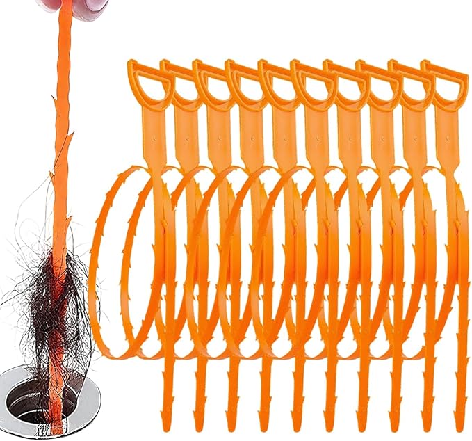 5 Pack 25 Inch Drain Snake, 2025 New Clog Remover, Flexible Hair Removal Tool for Bathroom and Kitchen, Durable Pipe Cleaning Tool for Homeowners (10 Pack)