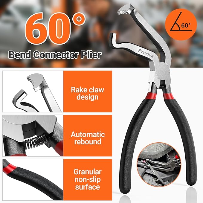 Preciva 3 PCS Electrical Disconnect Pliers, Electrical Connector Pliers for Cars, Automotive Electrical Plug Connectors, Automotive Wire Locking Push Tab