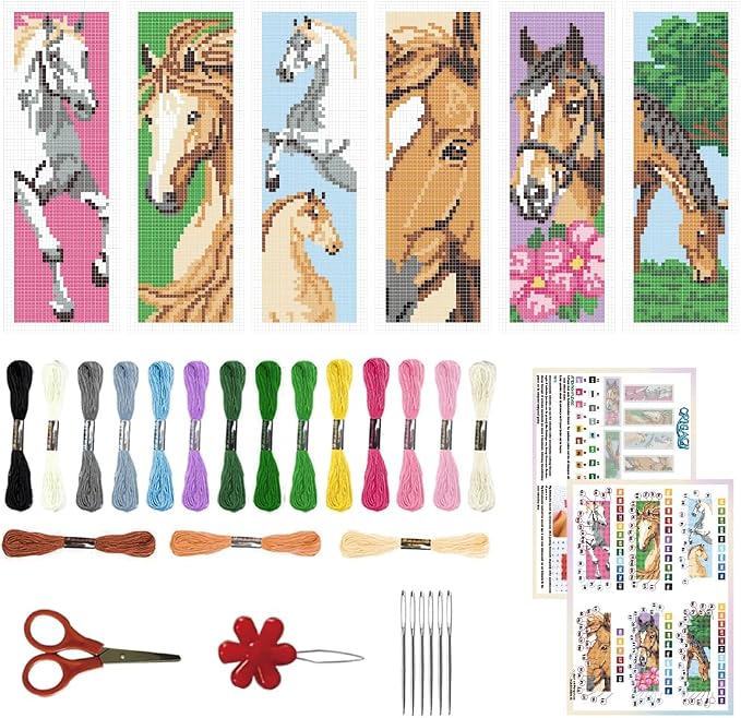 ORIGACH 6 Set Horse Cross Stitch Bookmark Kit by ORIGACH
