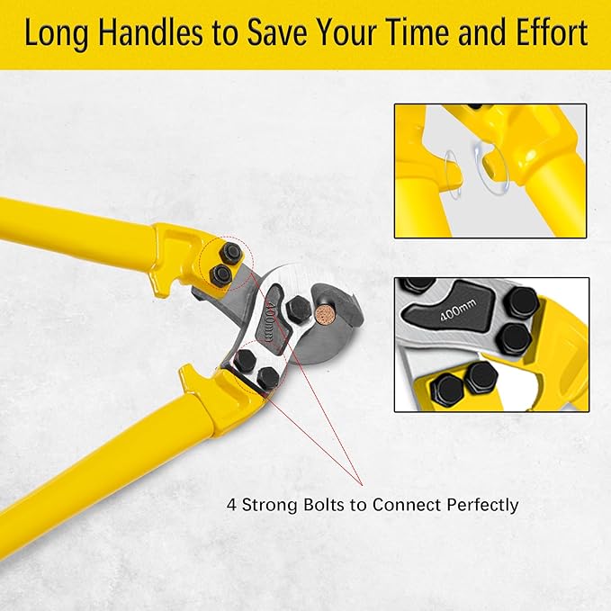 18 Inch Heavy Duty Cable Cutter with Long Handle, Harden Carbon Steel Cable Cutter for Aluminum Cable, Copper Wire and Communication Cables.