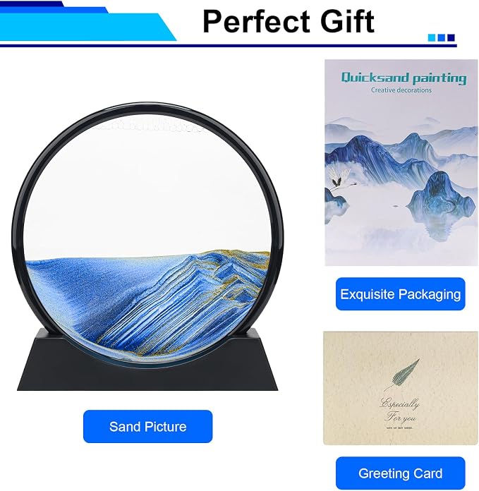 Coitak Moving Sand Art Picture, Round Glass Dynamic Sand Picture, Desktop Sand - Image 7