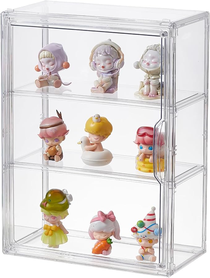 3 Tiers Clear Display Case, Plastic Storage Bins by beehomay