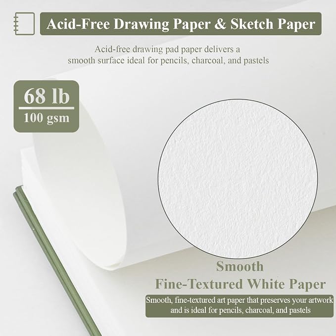 SuFly Small Sketchbook, Sketch Book 5.5 X 8.5, 100 Sheets Artist Sketch Pad - Image 3
