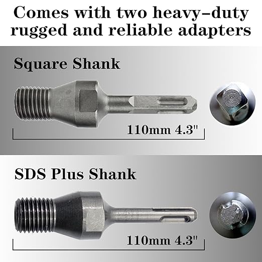 5" Dry Core Drill Bits for Cured Concrete with Rebar Brick Blonck Masonry etc 12.2in/310mm Drilling Depth，10mm Diamond Segment Height，2 Adapters