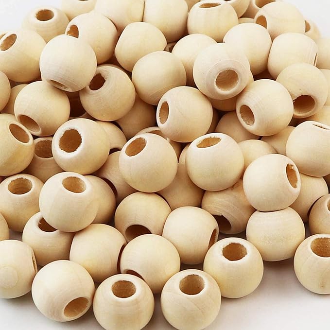 100pcs DIY 18mm Natural Wood Beads Unfinished Round Wooden Loose Spacer Beads - Image 5