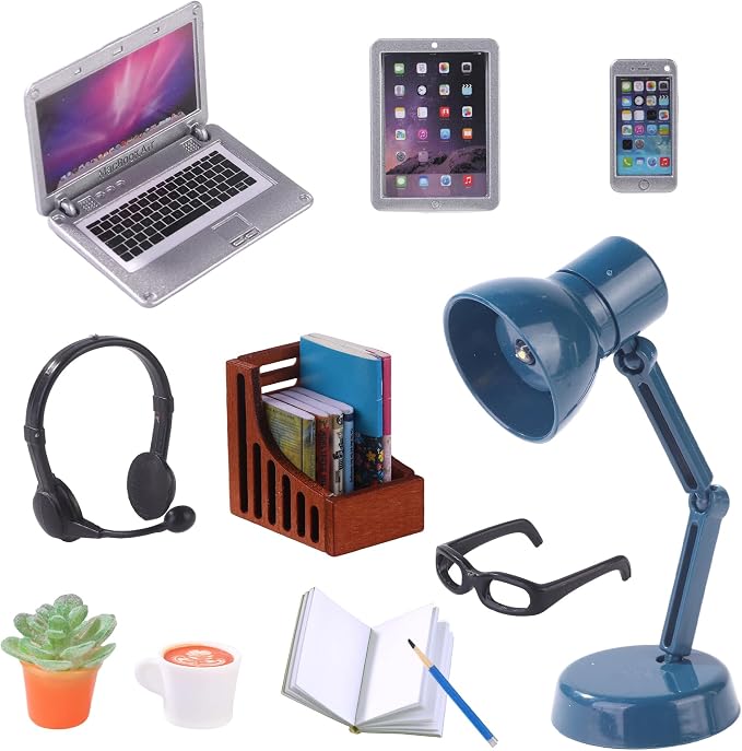 DIYDEC 17pcs Dollhouse Laptop Accessories 1:12 Scale Miniature Laptop Computer by DIYDEC