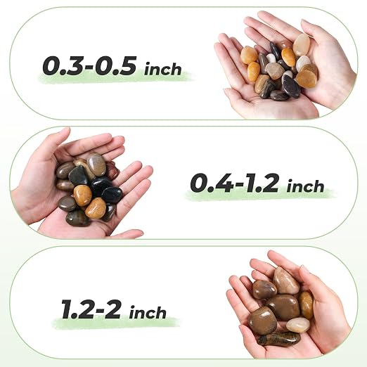 SIDONG 20 LB Mixed River Rocks, 0.4-1.2 Inches Highly Polished Pebbles - Image 5