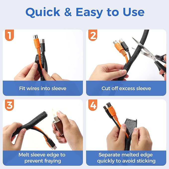 Delamu 10ft - 1/2 inch Cable Sleeve Cord Protector from Pets No Chew, - Image 9