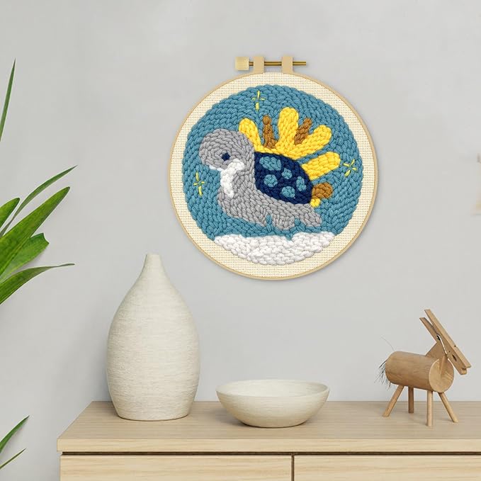 ERKOON Punch Needle Kit Adults Beginners, DIY Easy Sea Animals Embroidery Set - Image 7