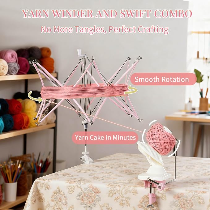 SPEENSUN Yarn Winder and Swift Combo, Efficient 3.5 OZ Yarn Cake Maker - Image 2