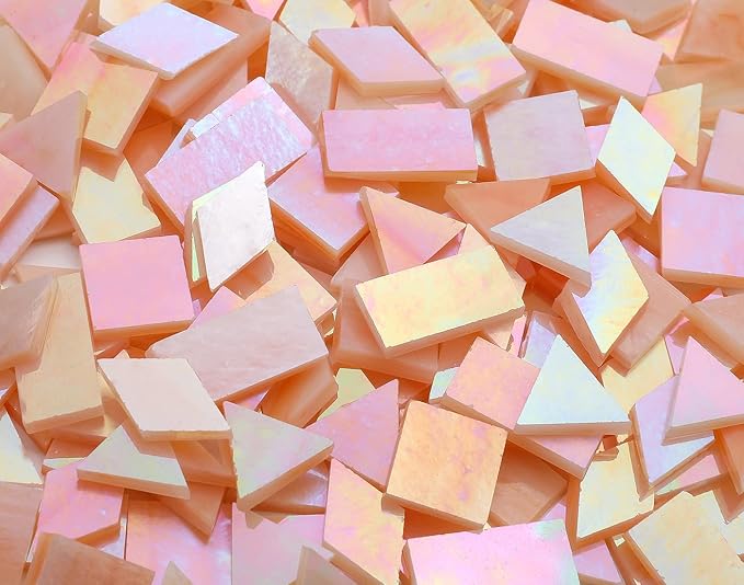 Lanyani Iridescent Glass Mosaic Tiles Supplies 200 Pieces Iridized Stained - Image 3