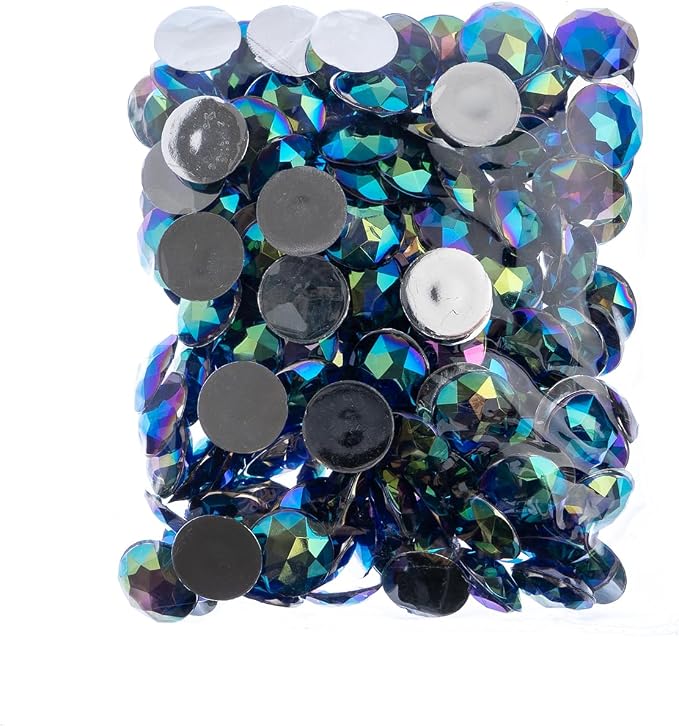 John Bead 200 Pieces 16mm, Royal Blue AB, Acrylic Round Flat Back Rhinestones - Image 2