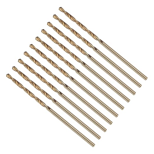 Drill Bit, #50 Cutting Diameter, 4341 HSS Gold Finish 118° Cutting Angle Number Jobber Bits - (Applications: for Drilling Soft Metal Plastic Wood), 10-Pieces