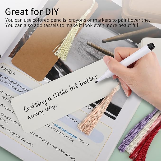 220PCS Bookmark Making Kit, 60 White & 60 Kraft Paper Bookmarks - Image 4