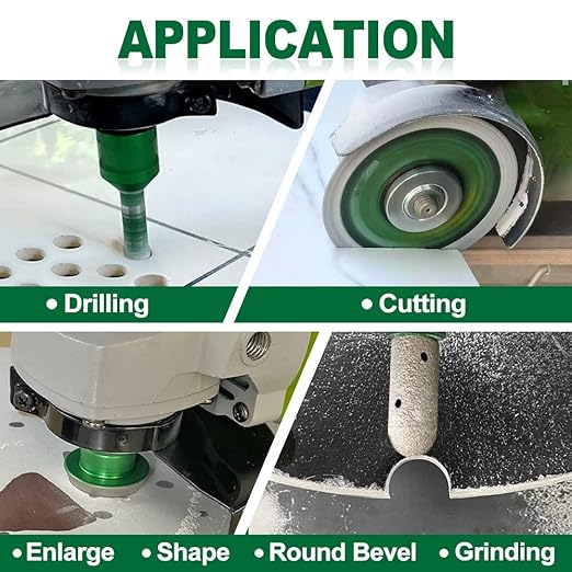 Diamond Core Drill Bits Kit - 6/6/6/20/25/35/50mm+2" Beveling Chamfer Bit+3/4" Finger Milling Bit+SDS Adapter to 58-11" Thread+4.5" Cutting disc for Porcelain Ceramic Tile Granite Marble