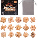 VolksRose 15pcs Wooden Brain Teaser Puzzles, IQ Challenge Puzzle Games by VolksRose