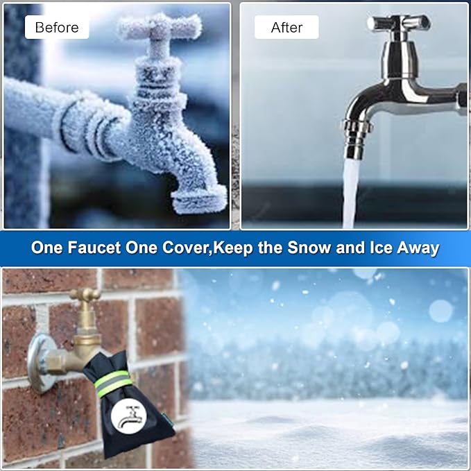 The Original Pipe Insulation Cover (5˚F) Winter Pipe Insulation (UV-Coated),Pump Cover, Sprinkler Irrigation Valve Cover, Backflow Preventer Freeze Protection (Faucet Covers (Cotton)) - 1 Pair