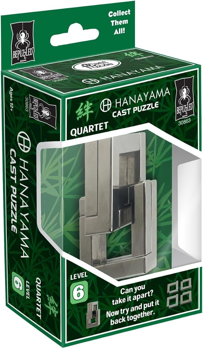 BePuzzled | Quartet Hanayama Metal Brainteaser Puzzle Mensa Rated Level 6 - Image 2
