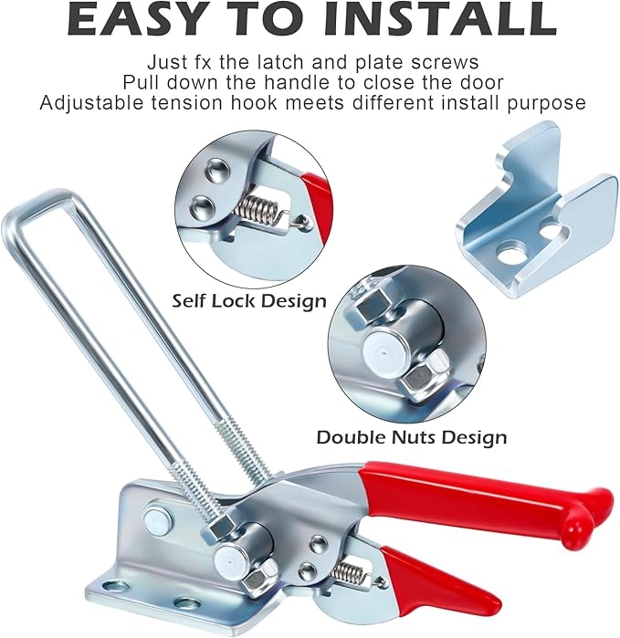 10 Pack 2000lbs Toggle Clamp 431 Heavy Duty Toggle Latch Clamp Adjustable U Bolt Self Lock Latch for Tire Carrier, Trailer and Door Hardware, Smoker Lid and More 7.87 Inch(433 Type)
