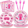 100 Pcs Pajama Party Paper Plates and Napkins Set Sleepover Party Decorations by Qyeahkj