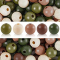 Whaline 240Pcs Christmas Wooden Beads Brown Green Beige Round Loose Bead by Whaline
