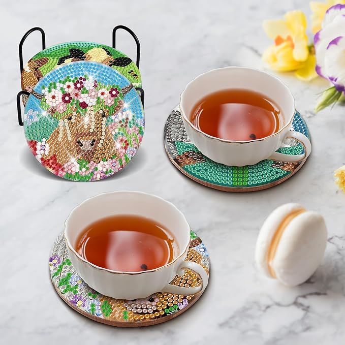 Cumule 8 PCS Cow Diamond Art Coaster - Image 4