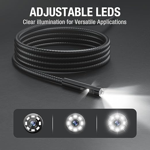 Triple Lens Borescope Inspection Camera, Teslong Professional Endoscope with Light, Digital Video Scope Camera, 5" IPS Screen, Waterproof Flexible Cable for Automotive/Home/Wall/Pipe/Car (16.5FT)