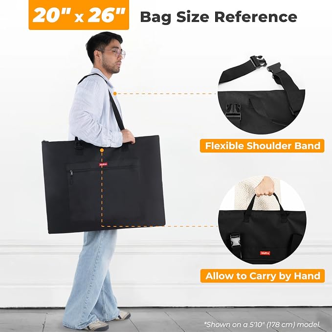 Nicpro Light Weight Art Portfolio Bag, 20 x 26 Inches Waterproof Art Portfolio - Image 3