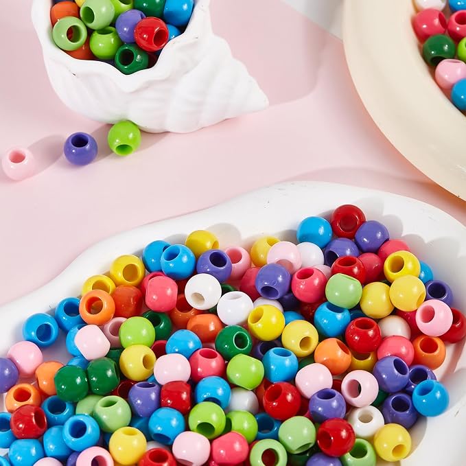 160pcs 12mm Plastics Acrylic Beads Mix 10 Color Large Hole Hair Beads - Image 4