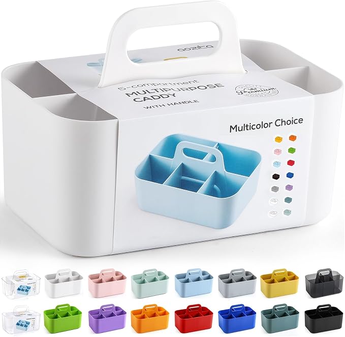 Multiuse Caddy Organizer with Handle, Portable Divided Plastic Tote Bin - Image 8
