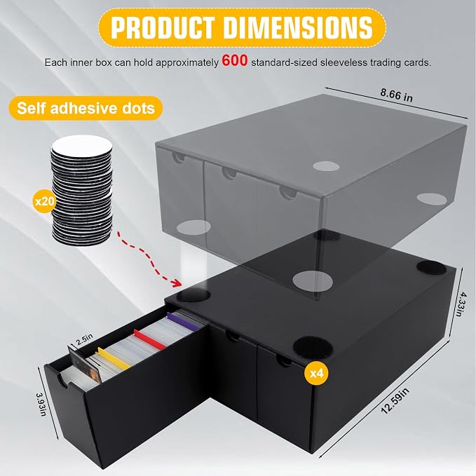 Trading Card Storage Box, Includes 12-600 CT Boxes & 48 Card Dividers, 12000+ - Image 2
