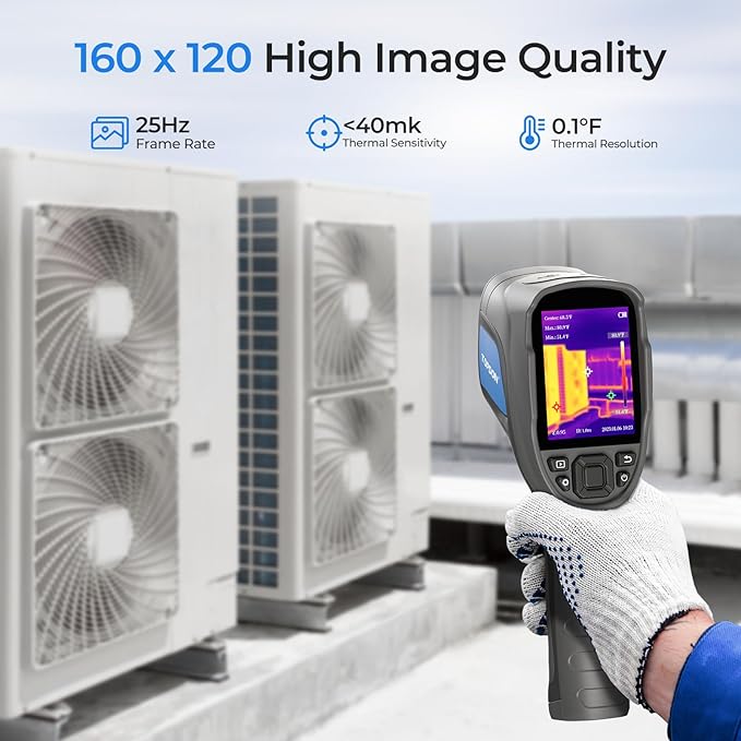 TOPDON TC004 Lite Thermal Imaging Camera, 160 x 120 IR Resolution 15-Hour Battery Life Handheld Infrared Thermal Imager with 1x / 2X / 4X Zoom Level, -4°F~1022°F Range, High and Low-Temperature Alarm