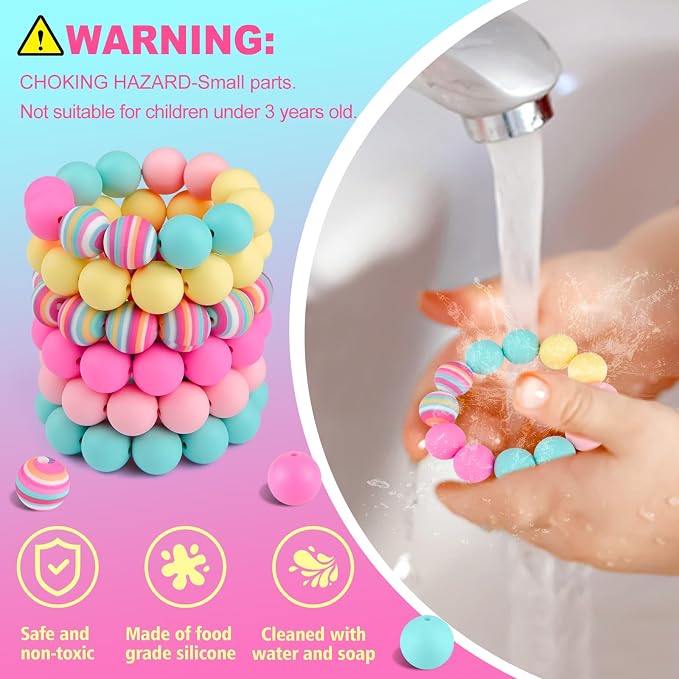 ASTARON 100 Pcs 15mm Silicone Beads - Image 3