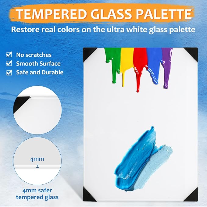 Glass Palette for Oil Painting, 16 x 12 Inches, Ultra White, Watercolor - Image 5