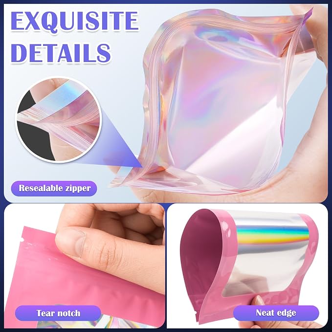 JETMORE 100 PCS Mylar Bags, Smell Proof Bags, Resealable Bags - Image 5