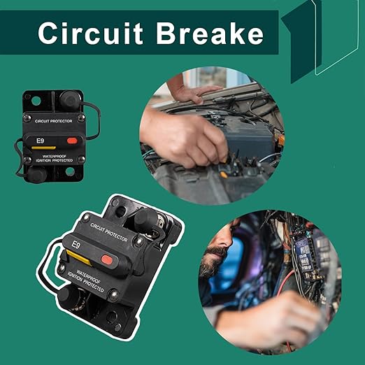 100 Amp Marine Circuit Breaker, Waterproof Manual Reset Switch, 12V-48V DC Circuit Breaker, 3/8" Studs, for Boat Trolling Motor/Marine ATV/Battery/Solar System（100A）
