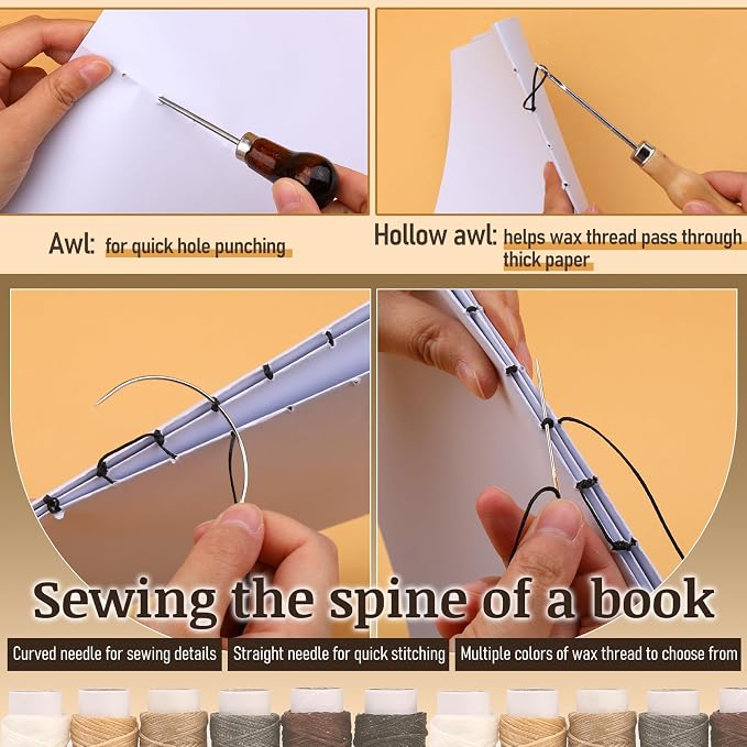 49 Pcs Book Binding Kits for Beginners Hand Bookbinding Tools Bookbinding - Image 5