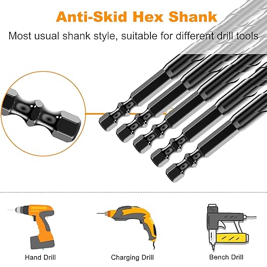 TITGGI 12PCS Masonry Drill Bit Set - Professional Concrete Drill Bits for Glass/Brick/Cement/Tile/Etc, Industrial Strength Carbide Cross Drill Bit Tips, 3/16"-1/2" by TITGGI