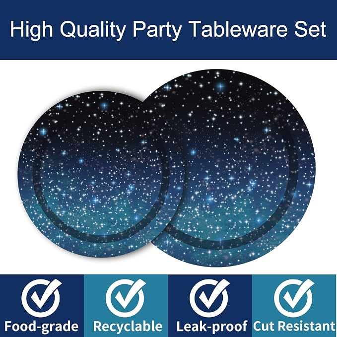 96 Pcs Galaxy Party Starry Night Supplies Tableware Set Outer Space Theme - Image 4