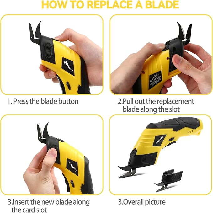 2 Blade Cordless electric scissors for cardboard Fabric Cutter Cardboard Cutter Tool for Crafting,and Sewing with Usb Cable Red-2blades